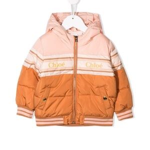 Chloe Kids Puffer Jacket in Peach and Brown